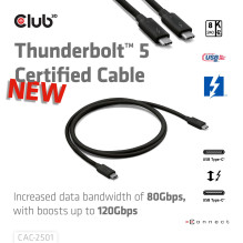CABLE USB-C THUNDERBOLT 1M / M / M CAC-2501 CLUB3D
