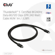 CABLE USB-C THUNDERBOLT 1M / M / M CAC-2501 CLUB3D