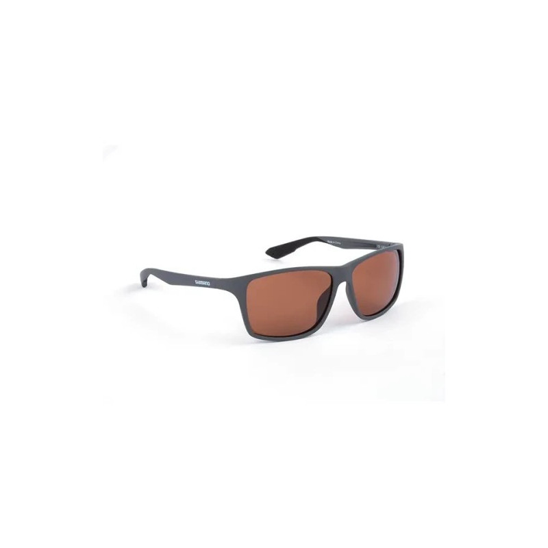Fishing Goggles - Shimano Technium Polarized Sunglasses, UV-400 Cat. 3, Cabbage Lenses, Matte Dark Grey / Copper