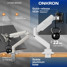 MONITORIAUS PRIEDAS STALO LAIKIKLIUI / 13-32" JUODA / BALTA G80-BW ONKRON MONITORIAUS PRIEDAS STALO LAIKIKLIUI / 13-32" JUODA / BALTA G80-BW ONKRON