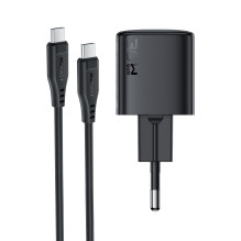 Įkroviklis Acefast A118 30W GaN USB-C + USB-C to USB-C cable 1.2m juodas