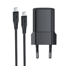 Įkroviklis Acefast A118 30W GaN USB-C + USB-C to USB-C cable 1.2m juodas Įkroviklis Acefast A118 30W GaN USB-C + USB-C to USB-C cable 1.2m juodas