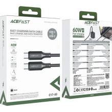 USB kabelis Acefast C17-03 USB-C to USB-C 1.2m juodas