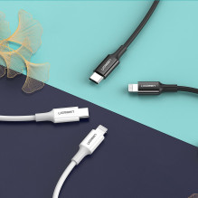 Ugreen US171 Lightning – USB-C MFi PD kabelis 20W 480Mb/s 1m – baltas Ugreen US171 Lightning – USB-C MFi PD kabelis 20W 480Mb/s 1m – baltas