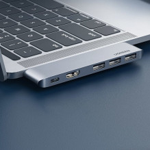 HUB Ugreen 60559 2x USB-C / USB-C PD (Thunderbolt 3, 100W, 4K 60 Hz, 10 Gbps) / HDMI 4K 30 Hz / 3x USB 3.0, skirta MacBo