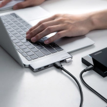 HUB Ugreen 60559 2x USB-C / USB-C PD (Thunderbolt 3, 100W, 4K 60 Hz, 10 Gbps) / HDMI 4K 30 Hz / 3x USB 3.0, skirta MacBo