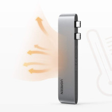 HUB Ugreen 60559 2x USB-C / USB-C PD (Thunderbolt 3, 100W, 4K 60 Hz, 10 Gbps) / HDMI 4K 30 Hz / 3x USB 3.0, skirta MacBo