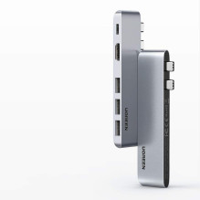 HUB Ugreen 60559 2x USB-C / USB-C PD (Thunderbolt 3, 100W, 4K 60 Hz, 10 Gbps) / HDMI 4K 30 Hz / 3x USB 3.0, skirta MacBo