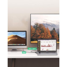 HUB Ugreen 60559 2x USB-C / USB-C PD (Thunderbolt 3, 100W, 4K 60 Hz, 10 Gbps) / HDMI 4K 30 Hz / 3x USB 3.0, skirta MacBo