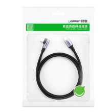Ugreen US255 50125 USB-C (tiesus) / USB-C (kampinis) PD QC kabelis 60W 3A 2m – pilkas