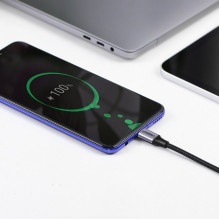 Ugreen US255 50125 USB-C (tiesus) / USB-C (kampinis) PD QC kabelis 60W 3A 2m – pilkas