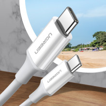 Ugreen US264 60518 USB-C / USB-C PD QC AFC kabelis 1 m – baltas
