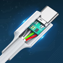 Ugreen US264 60518 USB-C / USB-C PD QC AFC kabelis 1 m – baltas