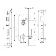 MORTISE LOCK 152 / R-35, WITHOUT CYLINDER MORTISE LOCK 152 / R-35, WITHOUT CYLINDER
