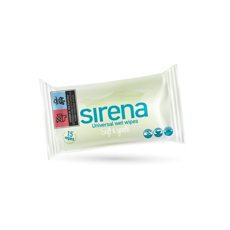 Drėgnosios servetėlės SIRENA, 15 vnt.