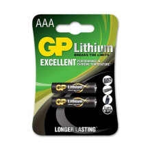 Elementai GP LITHIUM AAA / LR03, 1,5V, 2 vnt.