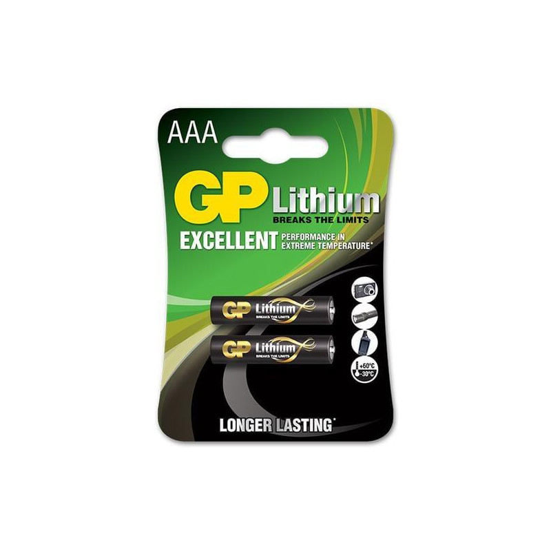Elementai GP LITHIUM AAA / LR03, 1,5V, 2 vnt.
