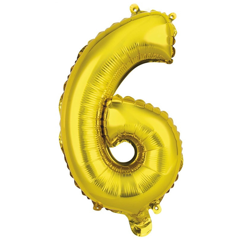 MINI NUMBER 6 GOLD FOIL BALLOON