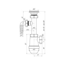 Washbasin siphon 11 / 4x32 with branch s / m Washbasin siphon 11 / 4x32 with branch s / m