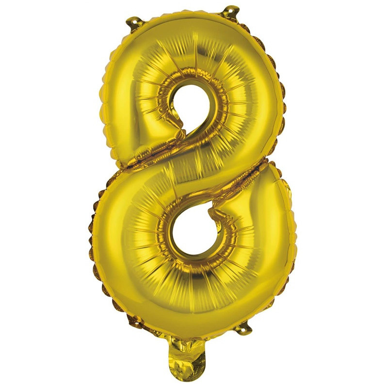 MINI NUMBER 8 GOLD FOIL BALLOON