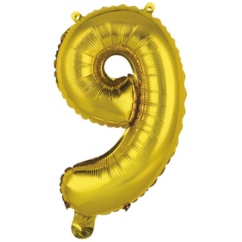 MINI NUMBER 9 GOLD FOIL BALLOON