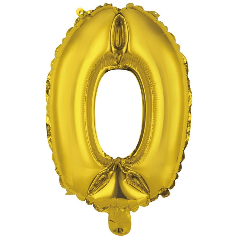 MINI NUMBER 0 GOLD FOIL BALLOON