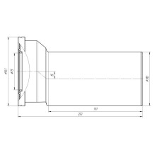 Tiesi unitazo jungtis , 110 mm, su 15 mm nuokrypiu Tiesi unitazo jungtis , 110 mm, su 15 mm nuokrypiu