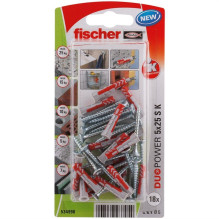 Kaištis Fischer DuoPower, 25 mm x 5 mm, 18 vnt. Kaištis Fischer DuoPower, 25 mm x 5 mm, 18 vnt.