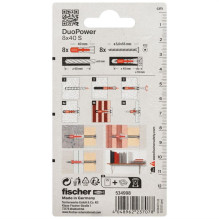 Pin Fischer DuoPower, 40 mm x 8 mm, 8 Pin Fischer DuoPower, 40 mm x 8 mm, 8