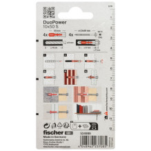 Pin Fischer DuoPower, screws, 10 mm x 50 mm, 4 pcs Pin Fischer DuoPower, screws, 10 mm x 50 mm, 4 pcs