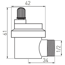Nuorinimo vožtuvas FERRO 1 / 2", automatinis, kampinis Nuorinimo vožtuvas FERRO 1 / 2", automatinis, kampinis