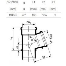 Soil&waste branch 110 / 75x45 grey Soil&waste branch 110 / 75x45 grey