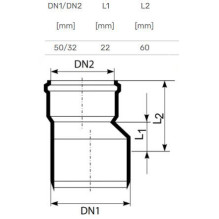 Adaptor short Magnaplast DN32 / DN50 white Adaptor short Magnaplast DN32 / DN50 white