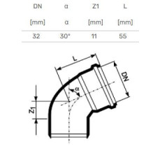 Elbow internal D32x30° white PP Elbow internal D32x30° white PP