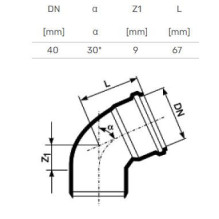 Elbow internal D40x30° white PP Elbow internal D40x30° white PP