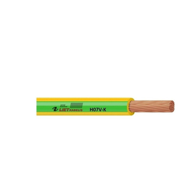 Laidas Lietkabelis H07V-K, 1 x 16 mm², geltonas / žalias