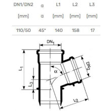Tee internal D110 / 50x45° PP Ultra dB Tee internal D110 / 50x45° PP Ultra dB