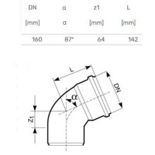 Lauko kanalizacijos alkūnė Magnaplast, Ø 160 mm, 87° Lauko kanalizacijos alkūnė Magnaplast, Ø 160 mm, 87°