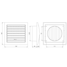 GRILLE ADJUSTABLE 148X153 / D100, WHITE GRILLE ADJUSTABLE 148X153 / D100, WHITE