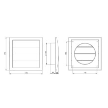 GRILLE PLASTIC 190X190 / D125,WHITE GRILLE PLASTIC 190X190 / D125,WHITE