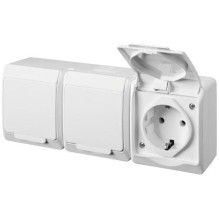 Trivietis kištukinis lizdas ELEKTRO-PLAST HERMES, IP44 Trivietis kištukinis lizdas ELEKTRO-PLAST HERMES, IP44