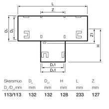 Drenažo vamzdžių trišakis Wavin, Ø 113 / 113 mm, 90° Drenažo vamzdžių trišakis Wavin, Ø 113 / 113 mm, 90°