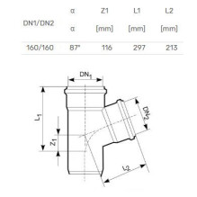 Lauko kanalizacijos trišakis Magnaplast, Ø 160 / 160 mm, 87° Lauko kanalizacijos trišakis Magnaplast, Ø 160 / 160 mm, 87°