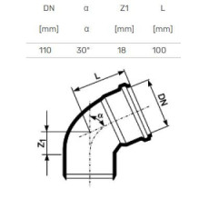 Vidaus kanalizacijos alkūnė HTplus, Ø 110 mm, 30° Vidaus kanalizacijos alkūnė HTplus, Ø 110 mm, 30°