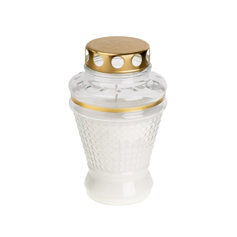 Candle Geralda Grafas, 55 h, Transparent col. / White col.