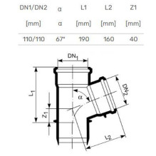 Vidaus kanalizacijos trišakis HTplus, Ø 110 / 110 mm, 67° Vidaus kanalizacijos trišakis HTplus, Ø 110 / 110 mm, 67°