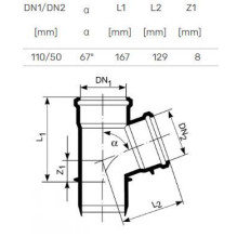 Tee internal D50 / 110x67 PP Tee internal D50 / 110x67 PP