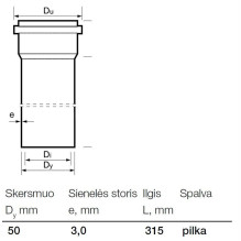 Indoor sewer PVC pipe Wavin, Ø 50, 0.315 m Indoor sewer PVC pipe Wavin, Ø 50, 0.315 m