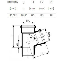 Tee internal D32 / 32x88,5° white Tee internal D32 / 32x88,5° white