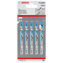 Siaurapjūklio pjūklelių komplektas Bosch, T118B, 5 vnt. Siaurapjūklio pjūklelių komplektas Bosch, T118B, 5 vnt.